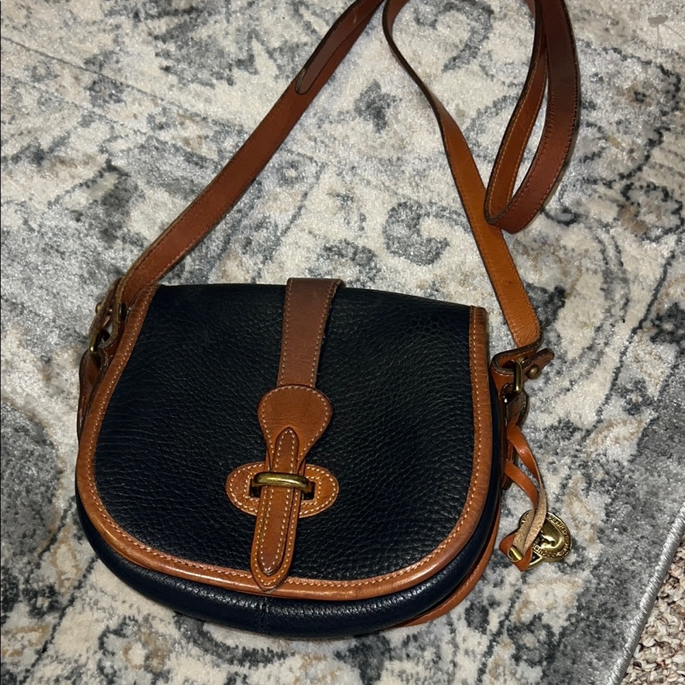 Dooney and Burke Black and Brown Leather Crossbody Bag